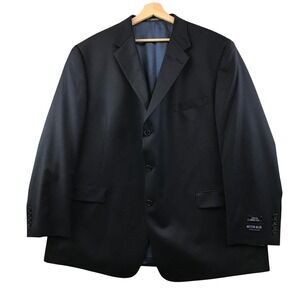 New Austin Reed London England Super Fine Merino Wool Black Pinstripe Blazer 52R